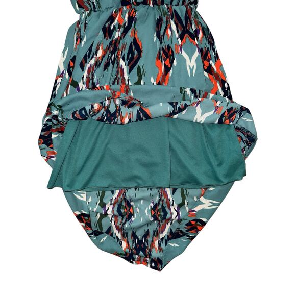 Everly Womens Dress Small Teal Multicolor Ikat Print Long Sleeve Lined Mini Boho - Picture 3 of 7